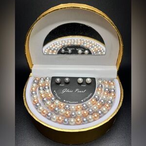 KIM ROGERS - 5 Piece Glass Pearl Jewelry Boxed Set